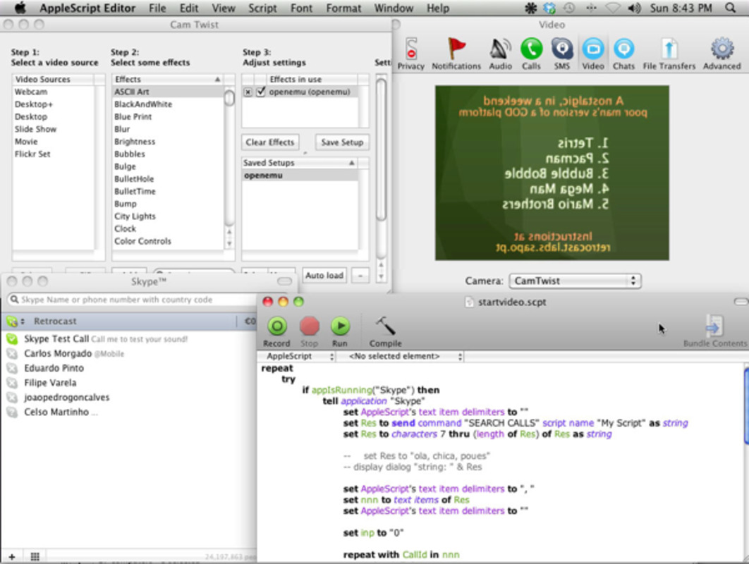 Skype with CamTwist and Applescript Skype with CamTwist and Applescript